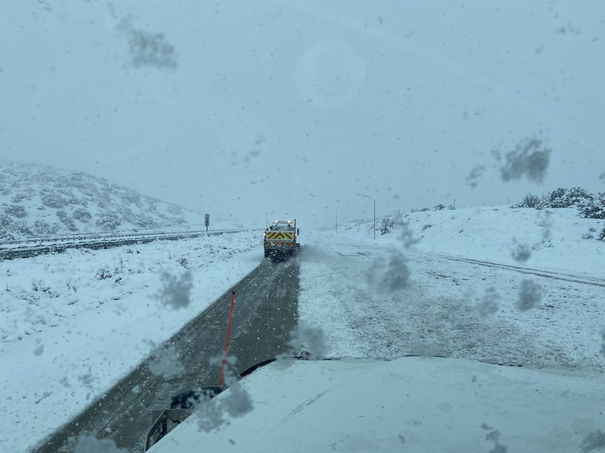 ❄️WEATHER-RELATED CLOSURES🌧️

As of 8:30 AM, highways are being FULLY CLOSED at various locations due to snow or flooding. Limit your non-essential travel and stay home if possible! See 👇 for list of current highway closures in  District 7. Photos are of snow on SR-14.
