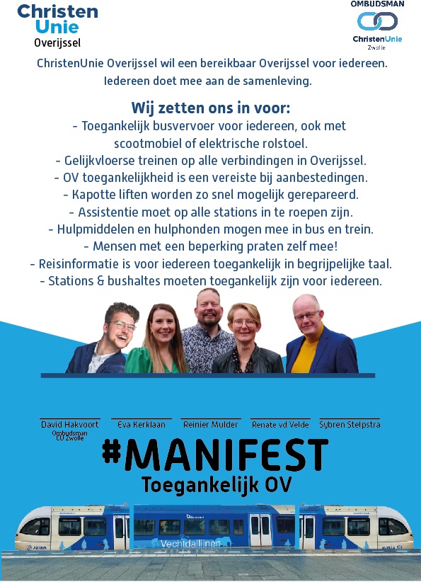 Met het <a href="/KeolisBlauwnet/">Keolis Blauwnet</a> <a href="/ArrivaBlauwnet/">Arriva Blauwnet</a> hebben we slagen gemaakt maar vooral bij busvervoer kan er nog aan toegankelijkheid worden verbeterd. Ik wil mij als kandidaat <a href="/CUOverijssel/">CU Overijssel</a> sterk maken voor het #manifest toegankelijk OV!  #ruimtevoorelkaar
