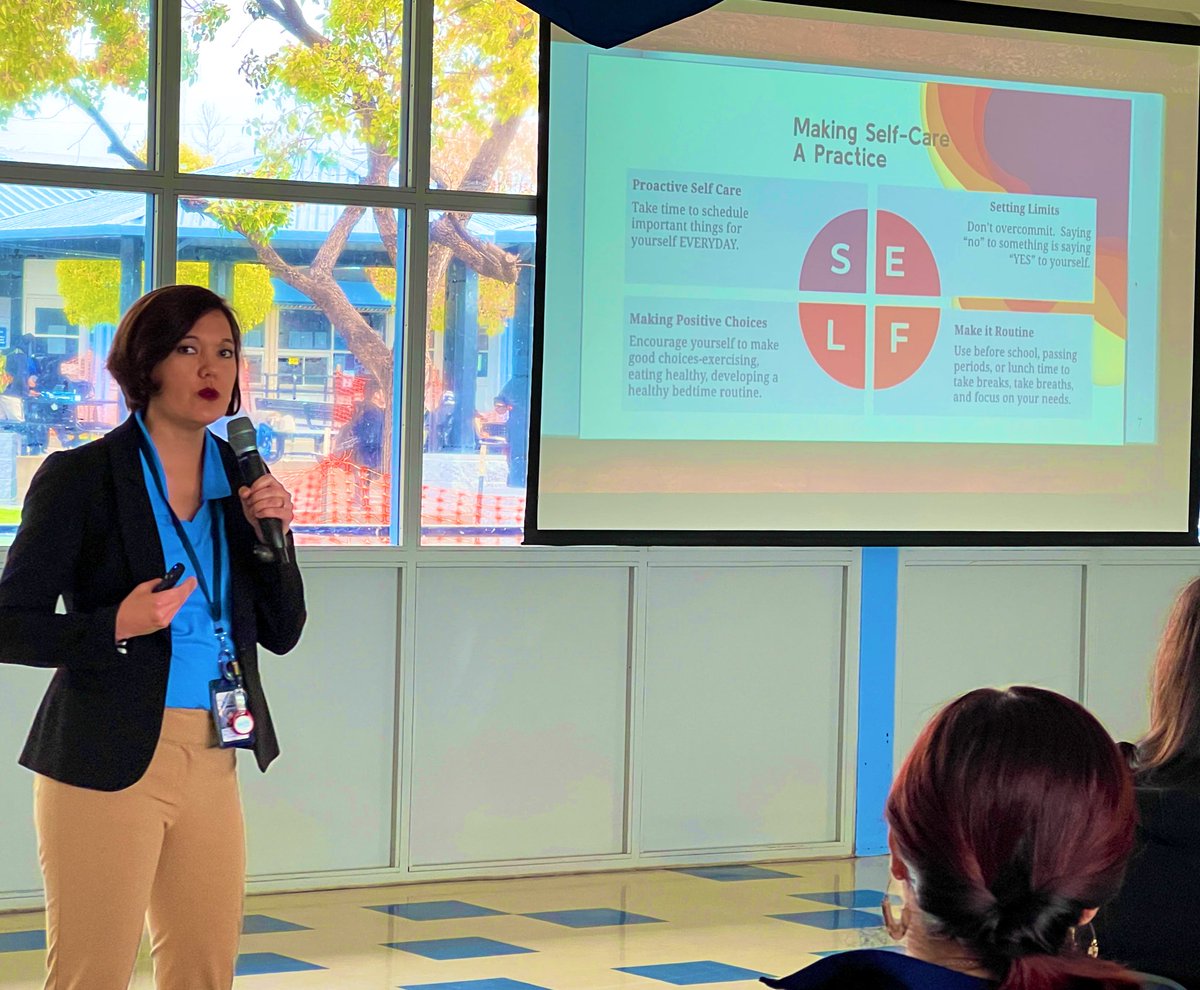 <a href="/s_roozeboom/">Stacey Roozeboom</a> putting the SEL in SELf-care and suicide prevention. Thank you, <a href="/MontclairCavs/">Principal Gomez</a>, for letting us share with your staff how we all have the tools and strats to destigmatize mental health and support Ss before and during times of struggle!