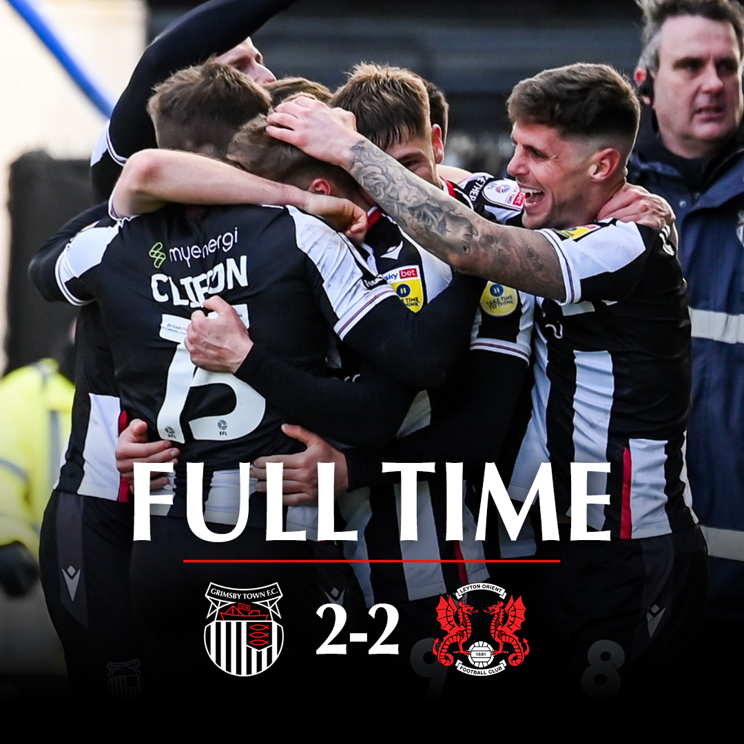 Grimsby Town F.C. on "𝐅𝐔𝐋𝐋 𝐓𝐈𝐌𝐄 | An end-to-end second half sees this afternoon's match end level after McAtee and Lloyd put the Mariners ahead before Moncur's equaliser for Orient. #GTFC