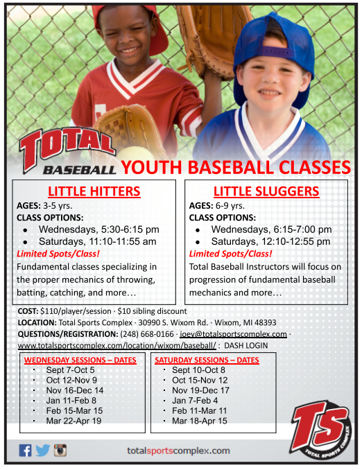 Total_Baseball's tweet image. Total Baseball's LITTLE HITTERS &amp;amp; LITTLE SLUGGERS last session of winter classes starts March 18 (Saturdays) and March 22 (Wednesdays). Register today! (248) 668-0166 or totalsportscomplex.com/location/wixom…