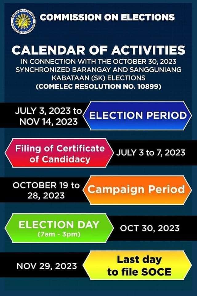 OEO_MALAY's tweet photo. Calendar of Activities
COMELEC Reso No. 10899
#BSKE2023 https://t.co/rlLeFJvZPY