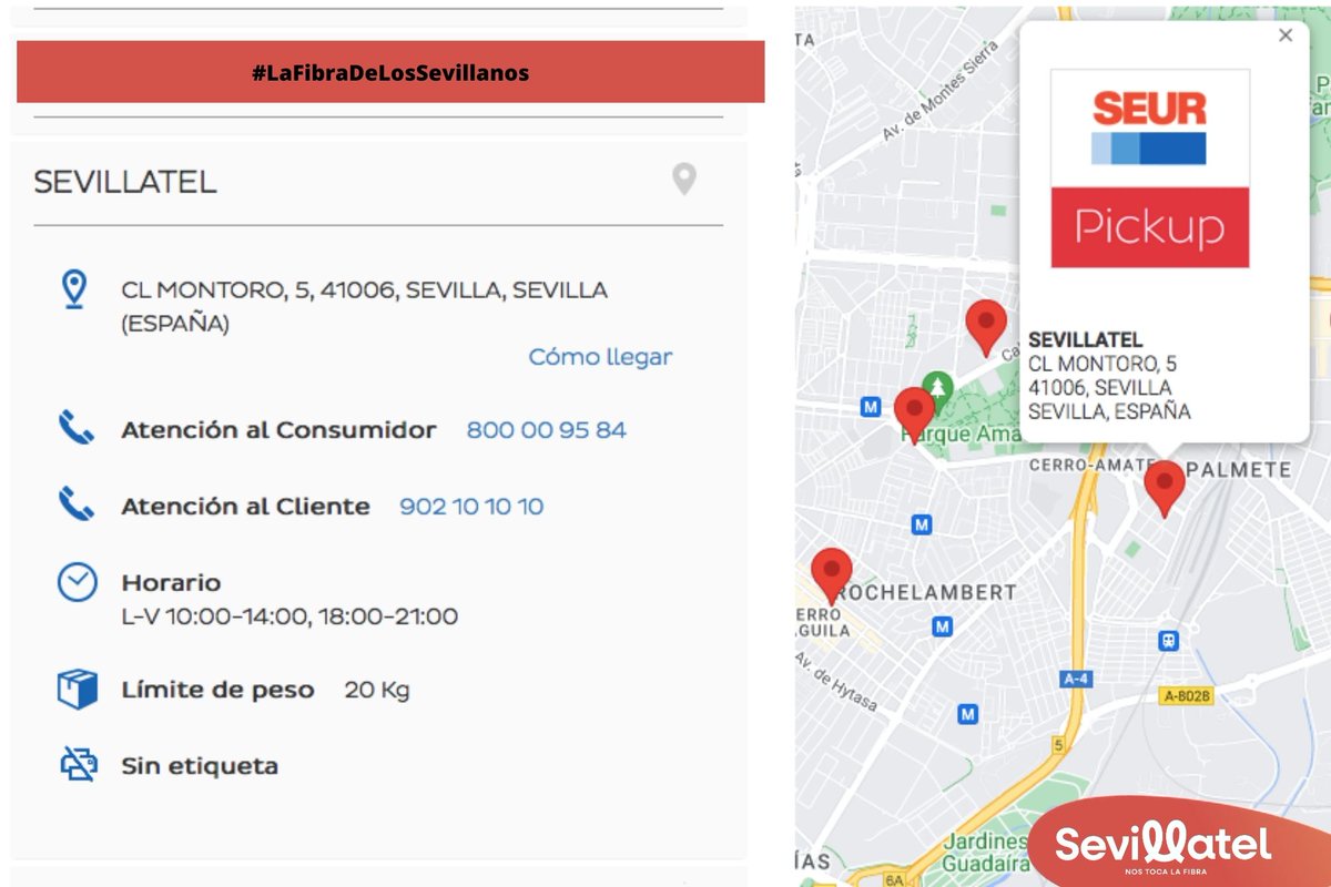 SevillaTel's tweet photo. ¿Sabías que #Sevillatel es punto Seur Pickup?

Nosotros recogemos tu pedido por ti ❤

📍 Calle Montoro 5 en Sevilla 
📩 hola@sevillatel.com
📞 955 44 19 97

#movil #fibra #palmete #Sevillahoy  #LaFibradelosSevillanos #comunicacion https://t.co/MeBm5xGB1r