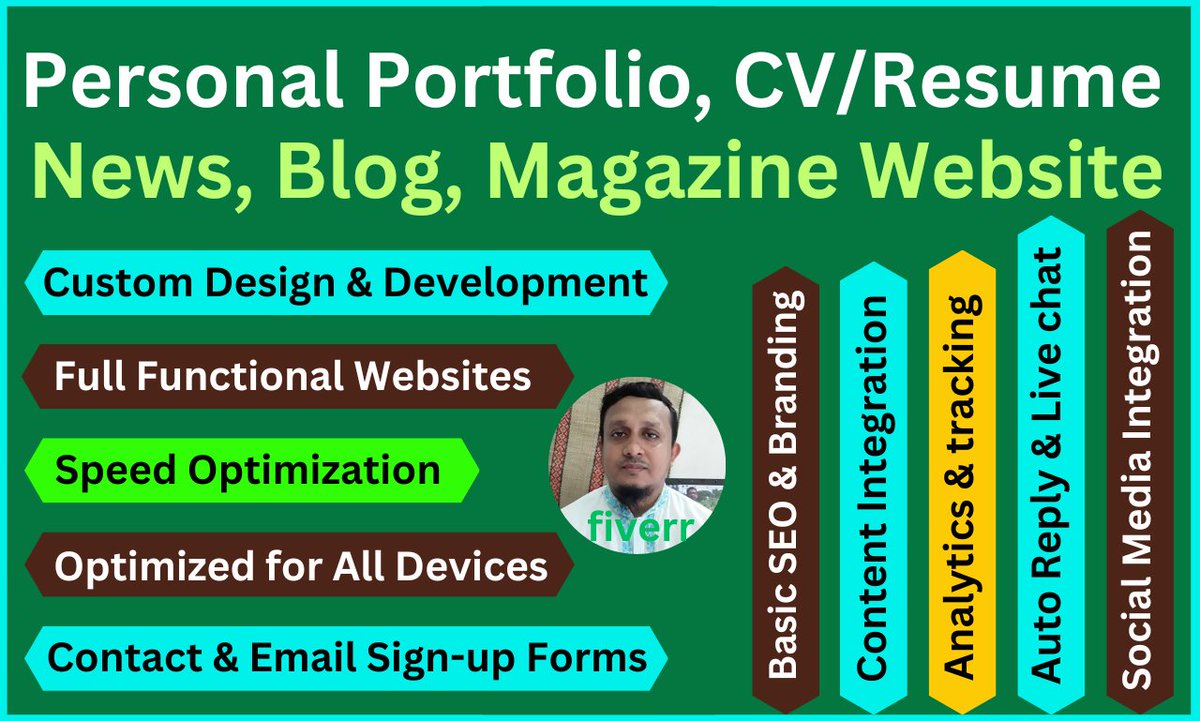 faruk010md's tweet photo. https://t.co/8ps8oDuDCz
I will make news, blog, magazine, personal portfolio, CV, or resume websites for $20 on Fiverr
#portfolio #personalportfolio #portfoliowebsite #blog #news #magazine #resumewebsite #cv #website https://t.co/ELzV7p7D81