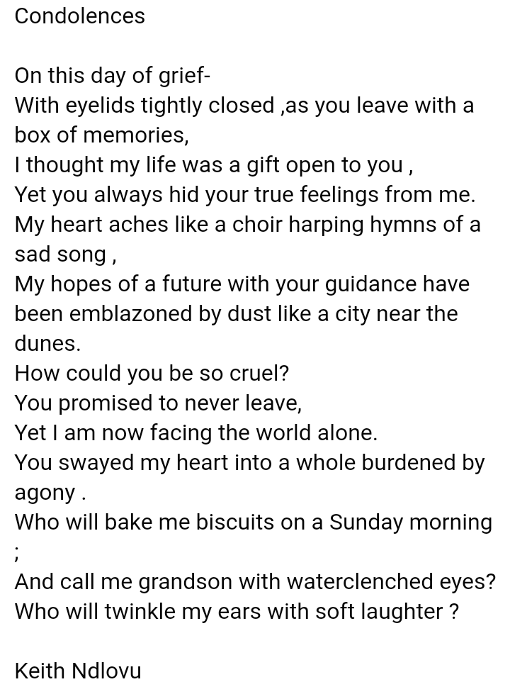 Kyth18035010's tweet photo. A poem about grief and sorrow titled #Condolences @ntsikimazwai @Anele @MsLeaSalonga @ane_ndebele  please like and RT https://t.co/35TvAuwxSD