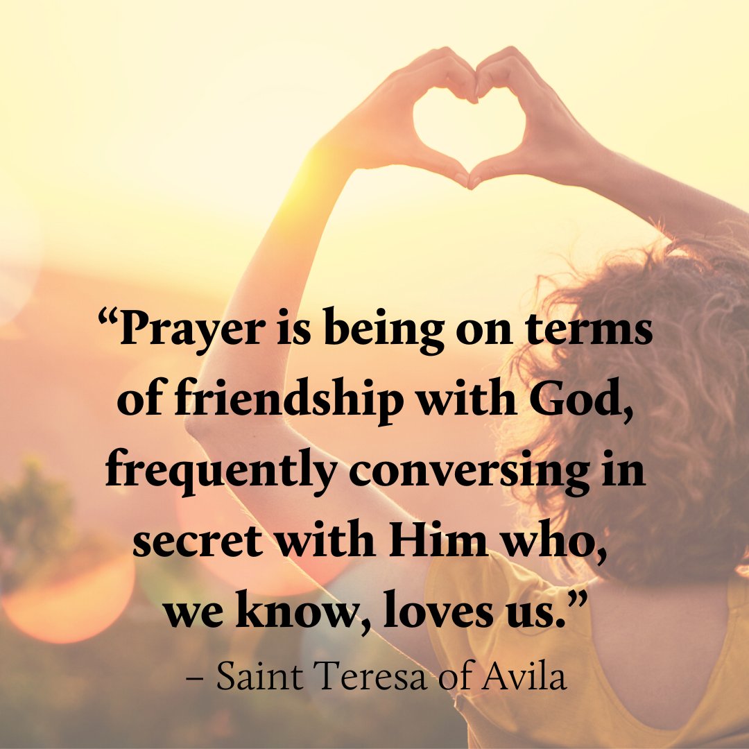 FamilyRosaryOrg's tweet photo. Spend some time alone or with your family reflecting on the words from St. Teresa of Avila today. How do you find time to frequently converse with God during your day? #CatholicTwitter #PrayTogetherNow #FamilyPrayer https://t.co/w4Q5xspB79