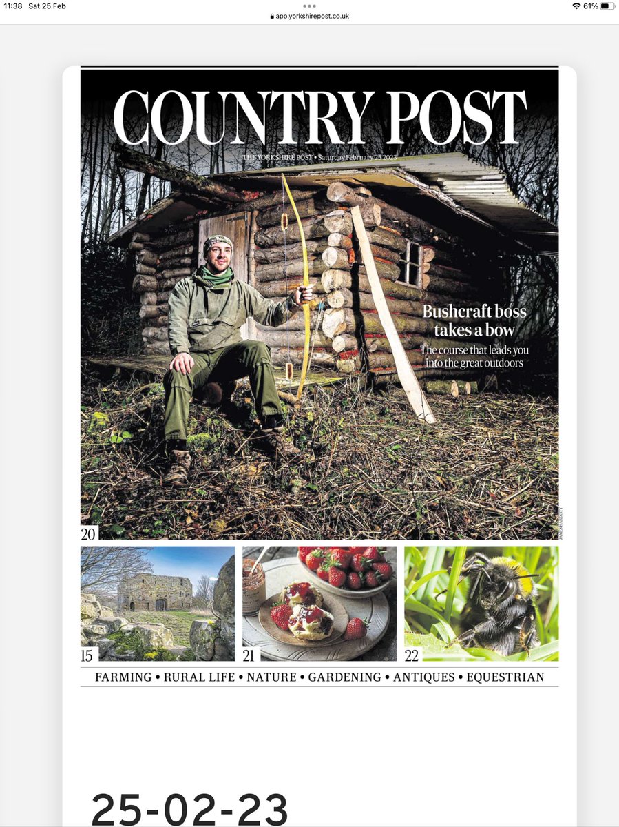 Bowyerjamie88's tweet image. Thank you @yorkshirepost for this fabulous article in your todays Country Post supplement ! I made the cover too!
#bushcraft #bowmaking #archery #bowyer #bowmakingcourses