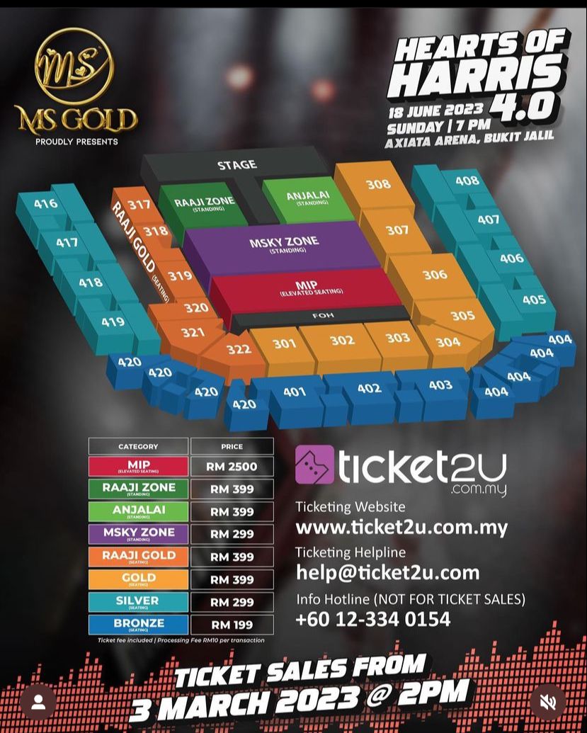 #HeartsofHarris 4.0 Ticket Pricing and Layout is here!

Tickets will be on sale from 3rd March at 2pm 💕 Get ready guys.

#HeartsofHarris #harrisjbymsc #malikstreams #harrisjayarajconcert #harrisliveinkl