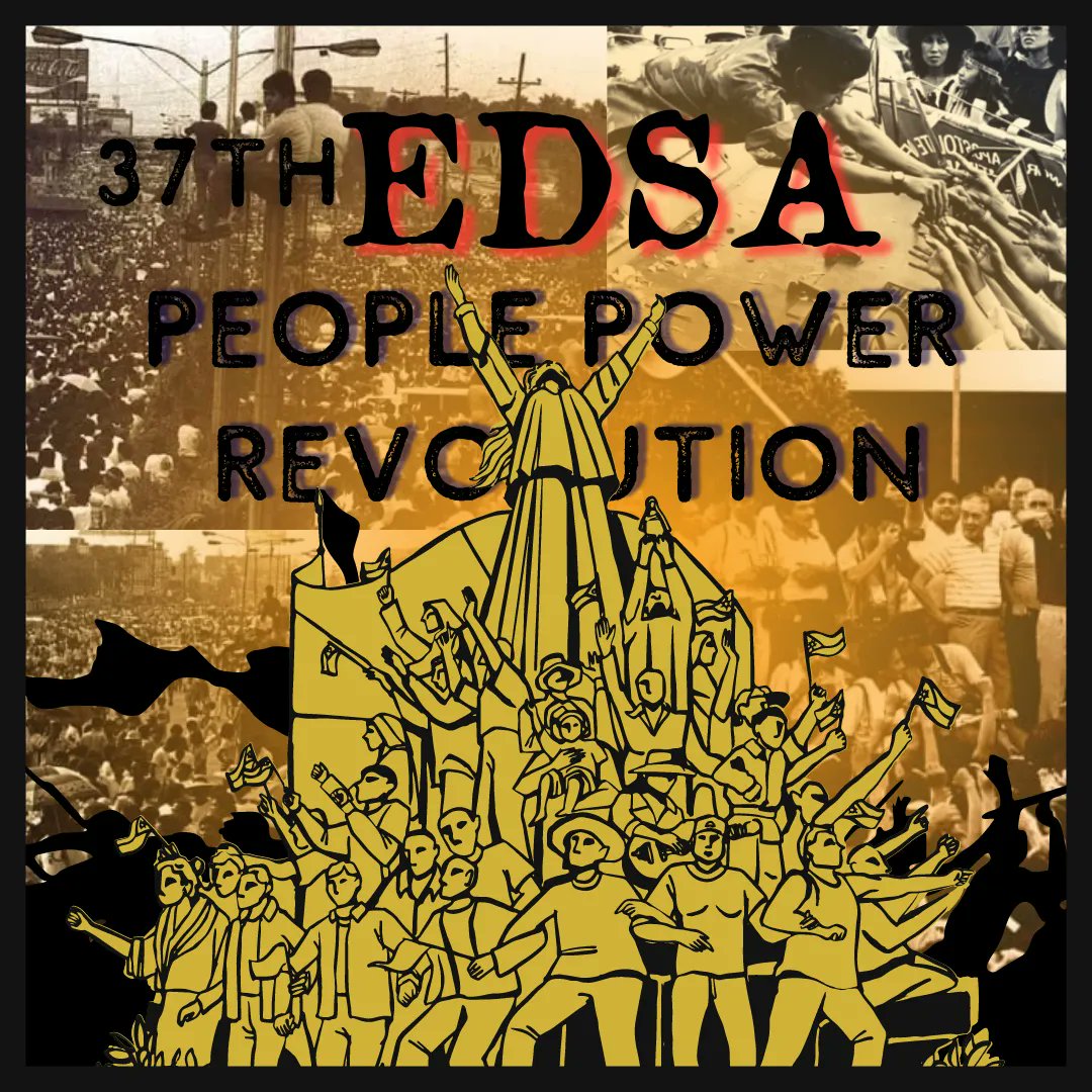 12HUMSS_4's tweet photo. 🇵🇭 EDSA PEOPLE POWER REVOLUTION 🇵🇭

Nakaraan na ang tatlumpu't pitong taon, bagaman sa mahalagang araw na ito ay inaalala pa rin natin ang tindig at boses ng ating sambayanang Pilipino.

"Huwag mo kalimutan
Bayan muli pagmasdan
Dusa ay totohanan
Sanhi sa pinaglaban" https://t.co/aupudSRg2E