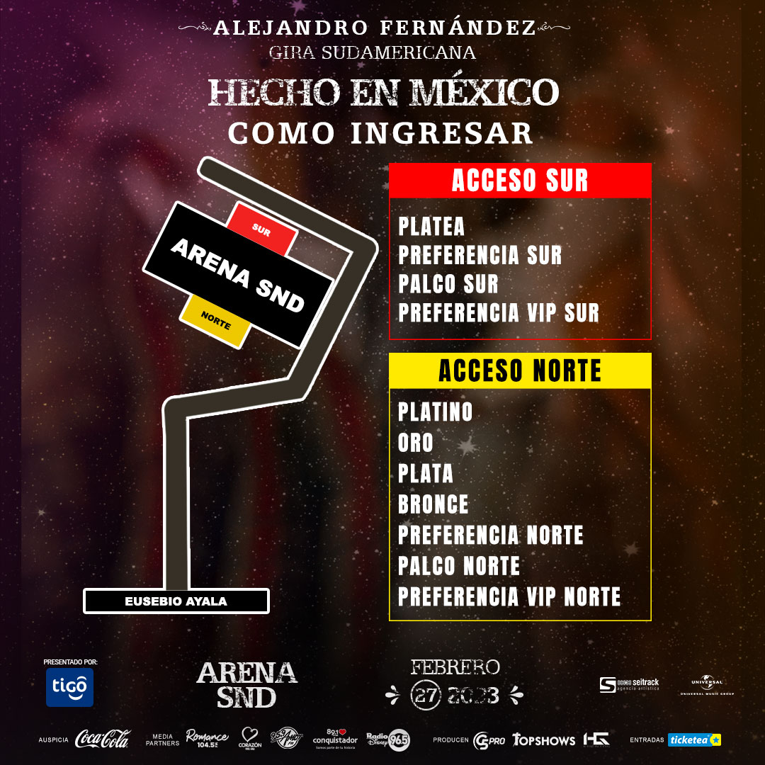 G5pro's tweet photo. Te indicamos los Accesos al 🏟️Arena SND para el Concierto de Alejandro Fernández 💕en 🇵🇾
Gira “Hecho en México”🐴🇲🇽
🌟Artista Invitado Dani Rodriguez 🎶
📆 27/Feb.
🎟️@ticketeapy
👉𝗗𝘁𝗼 𝗢𝗡𝗟𝗜𝗡𝗘 𝟭𝟱% 𝗰𝗼𝗻 𝐓𝐢𝐠𝐨 𝐌𝐨𝐧𝐞𝐲
#AlejandroFernandezPy #HechoEnMéxicoPy https://t.co/5Ps3Yw61bV