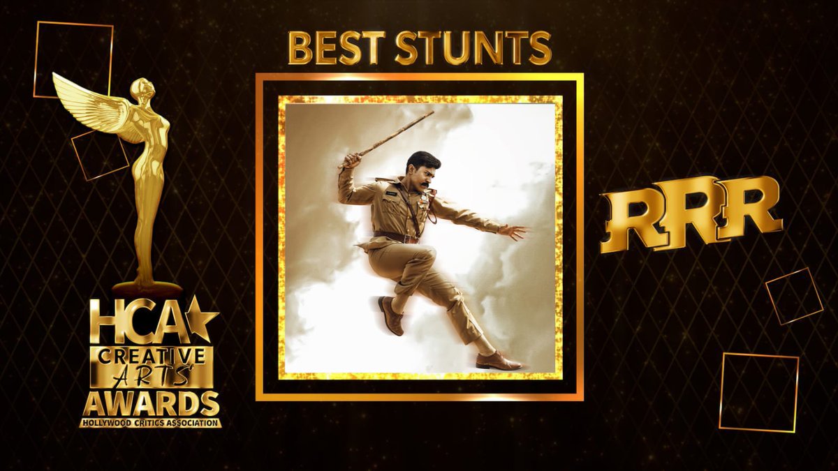 Mega Power🌟 @AlwaysRamCharan is Soaring high with a Successful Streak for #RRR at the Reputed HCA Awards 

#RamCharan #ManOfMassesRamCharan #SuperAwards #HCAFilmAwards #GlobalStarRamCharan