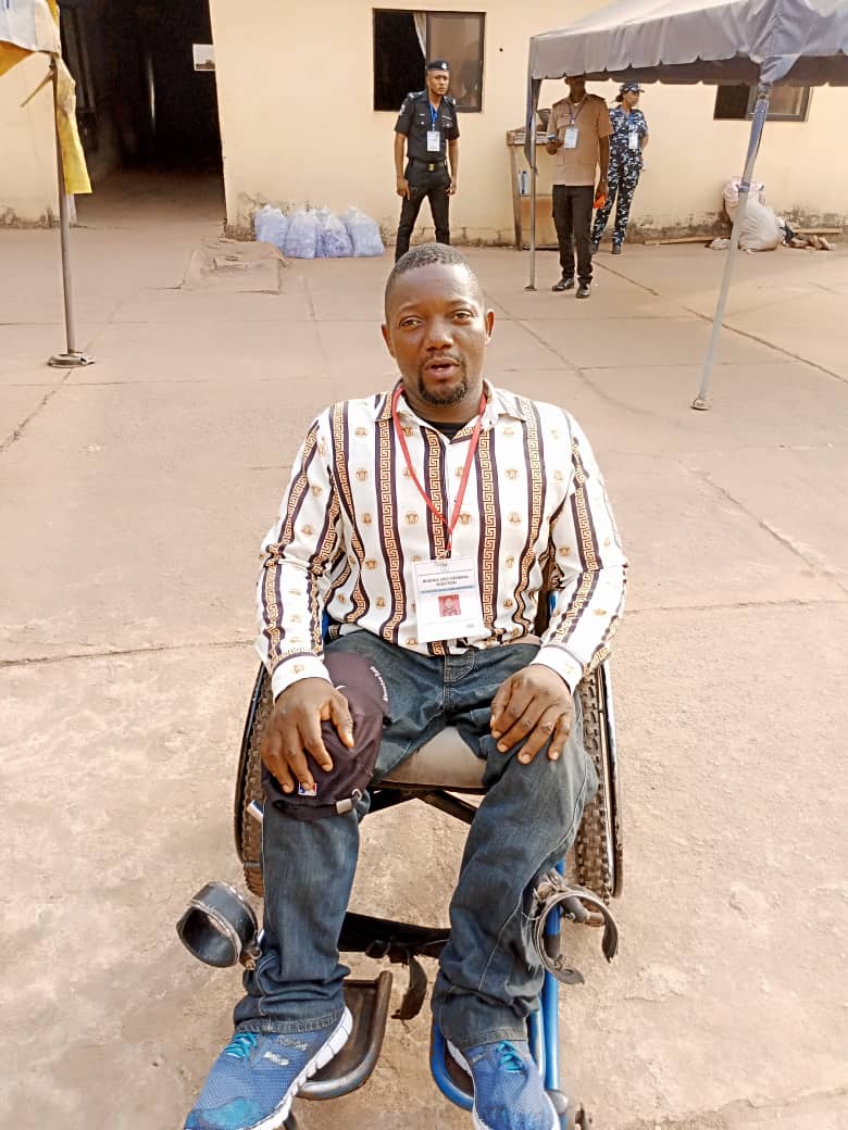 CCDNigeria's tweet photo. Persons with disabilities are always willing and ready to exercise their franchise. 

PWDs in their numbers across the country turned out to vote for the candidate their choice. 

However, @inecnigeria remove all barriers for improved participation of PWDs. 
#NigeriaElections2023 https://t.co/MTjv3UwEFz