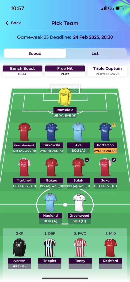 fplchieff's tweet photo. After a long of time im back!😎
Bruno➡️Gakpo
Shaw➡️Arnold 
De bruyne➡️ Salah(C👑)
Off to 169k🌎
And 403🇨🇾
Wish you all a good gameweek🍻
#FPL #FPLCommunity #fantasypremierleague https://t.co/mcTg1mEPkz
