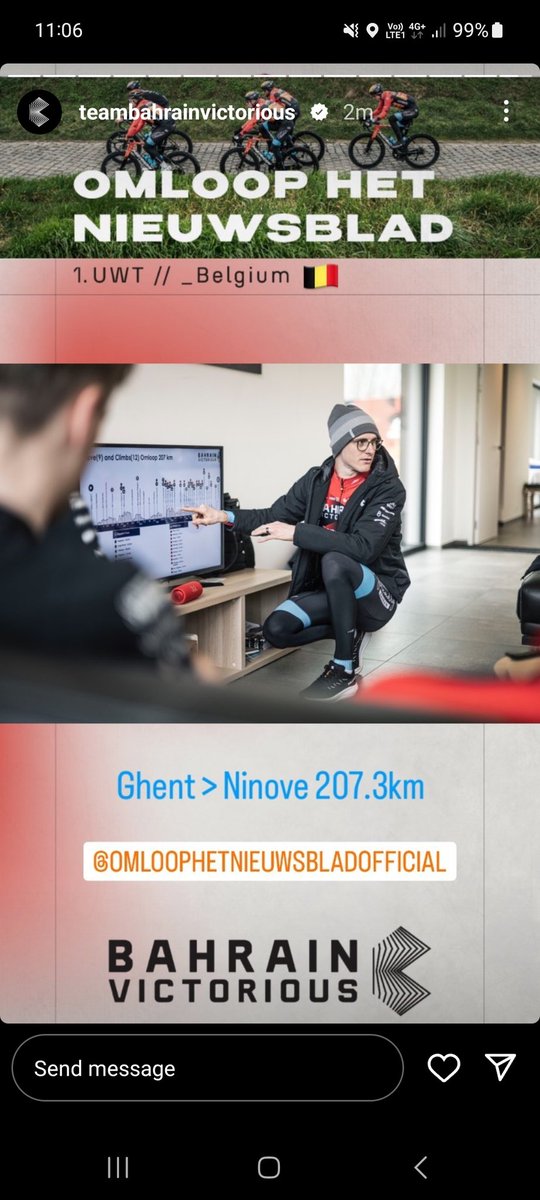 letouzet's tweet image. avant le départ Motorič nous indique à quel endroit précis il va mettre sur ON #omloop