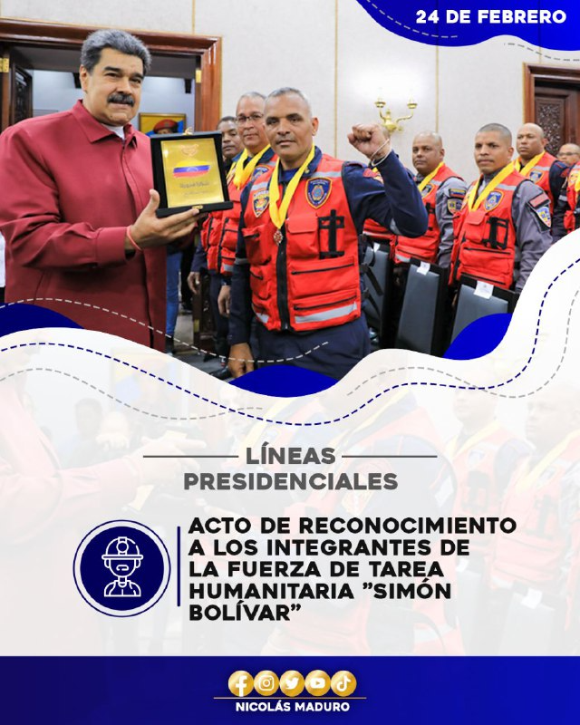 cvm_ve's tweet photo. #LíneasPresidenciales || Todo nuestro reconocimiento a la Fuerza de Tarea Humanitaria "Simón Bolívar". Qué orgullosos nos sentimos de ver nuestra bandera brillar en el mundo por las causas buenas y la solidaridad.

#25Feb 
#SancionesCriminales https://t.co/zo5CGodVAI