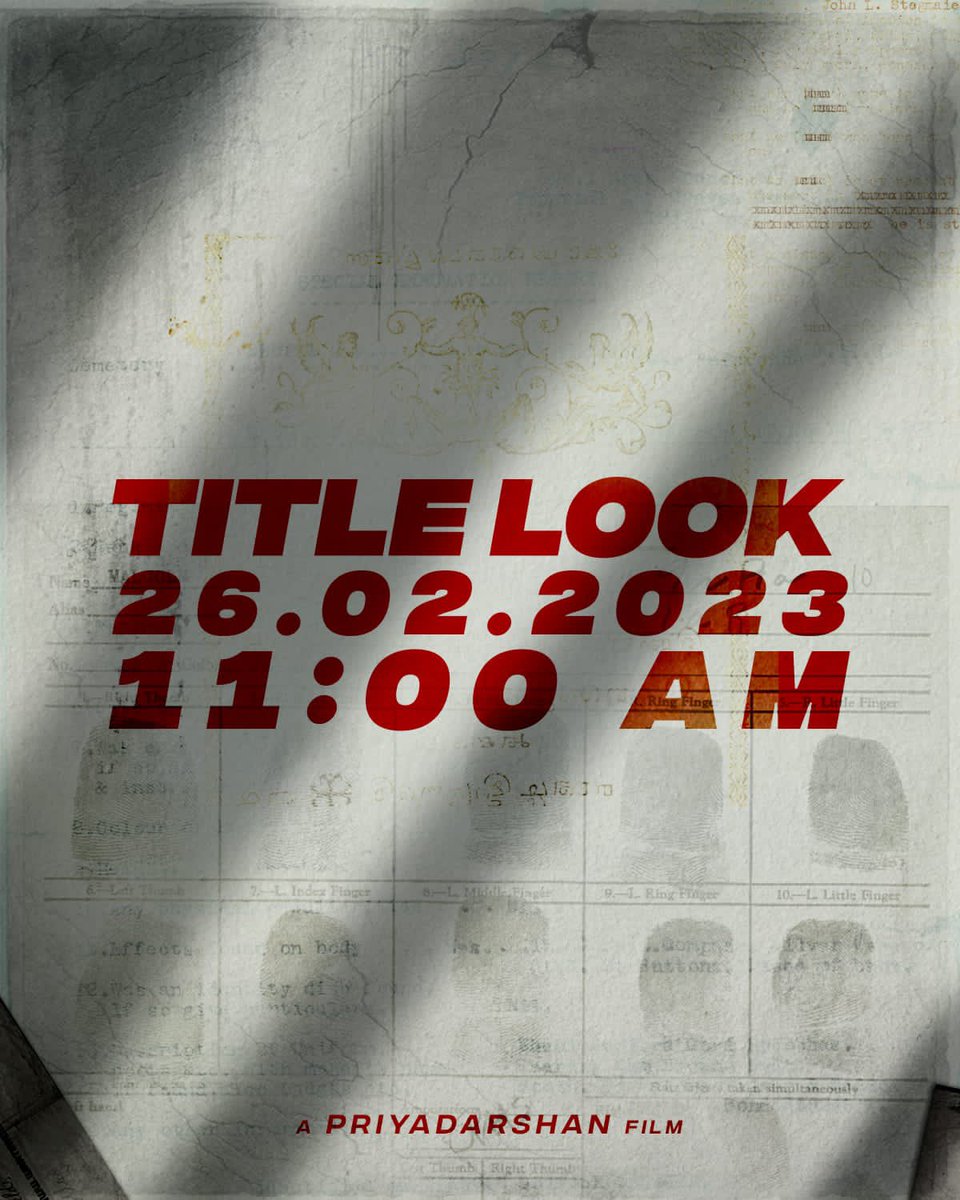 Title look of next directorial by Priyadarshan is getting unveiled tomorrow at 11 AM. 

Stay Tuned.!!!

#TitleLookReveal #PriyadarshanFilm
