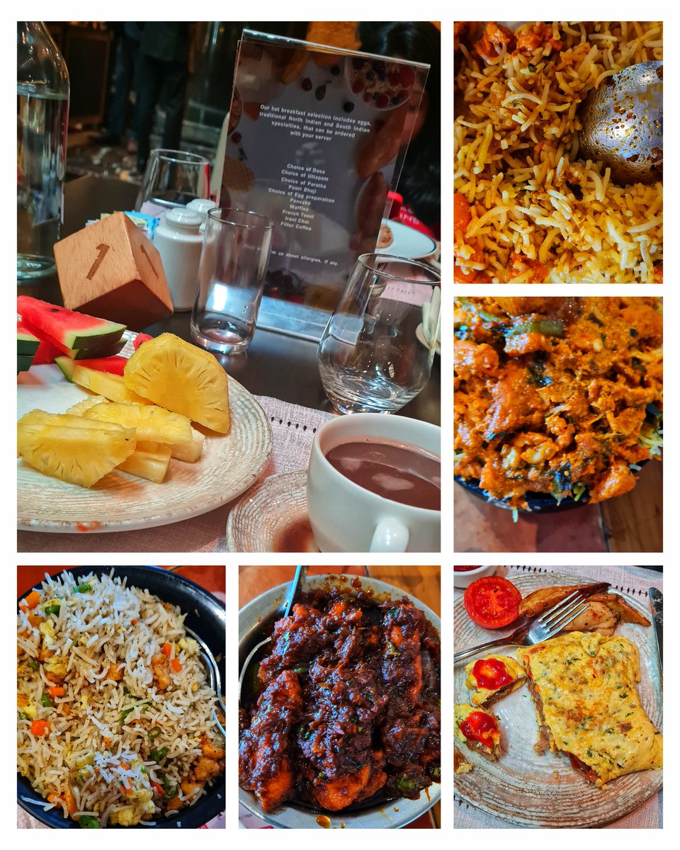 Sandy23251629's tweet photo. Started of this morning with #MexicanOmlet #HotChocolate with some #Fruits @ParkHyattHyd .

Lunch @ #TelanganaSpiceKitchen #TskPrawns #ChickenSplBiriyani #OoruKodiRoast #GingerChicken #Friedrice 😋😋🍗🍗🍗 #HBDRevathi 🎉🥳❤️ https://t.co/1HkWZxyRjj
