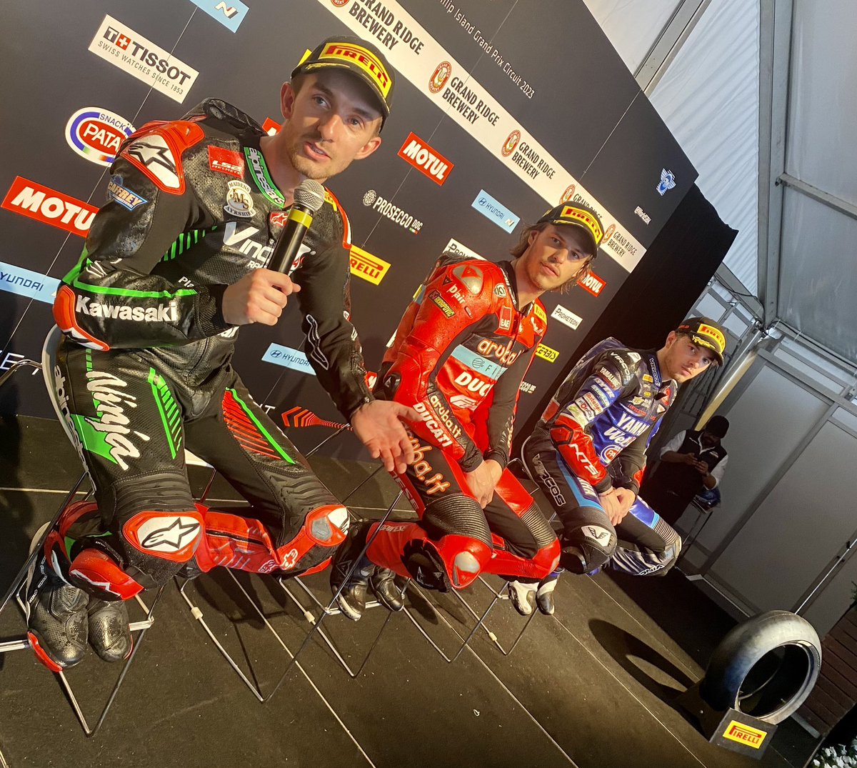 A first time #WorldSSP race winner and two first timers on the podium in their SSP race debuts. What a crazy start to the season. Congrats guys #AUSWorldSBK #Bulega #McPhee #Spinelli
