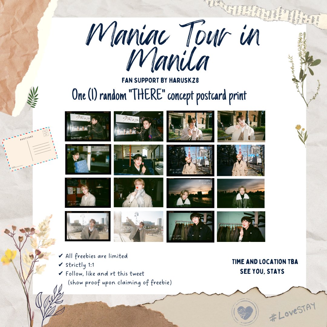 haruskz8's tweet photo. SKZ MANIAC TOUR IN MANILA GIVEAWAY💕

Hi STAYS! I’m giving out postcards on March 11 &amp; 12~ These will be randomly distributed ☺️

Just follow me, like and RT this post to claim a freebie! Can’t wait to see Stray Kids and all of you! 

#SKZinMNL2023 #SKZinManila2023 https://t.co/0Z5BQLkeKI