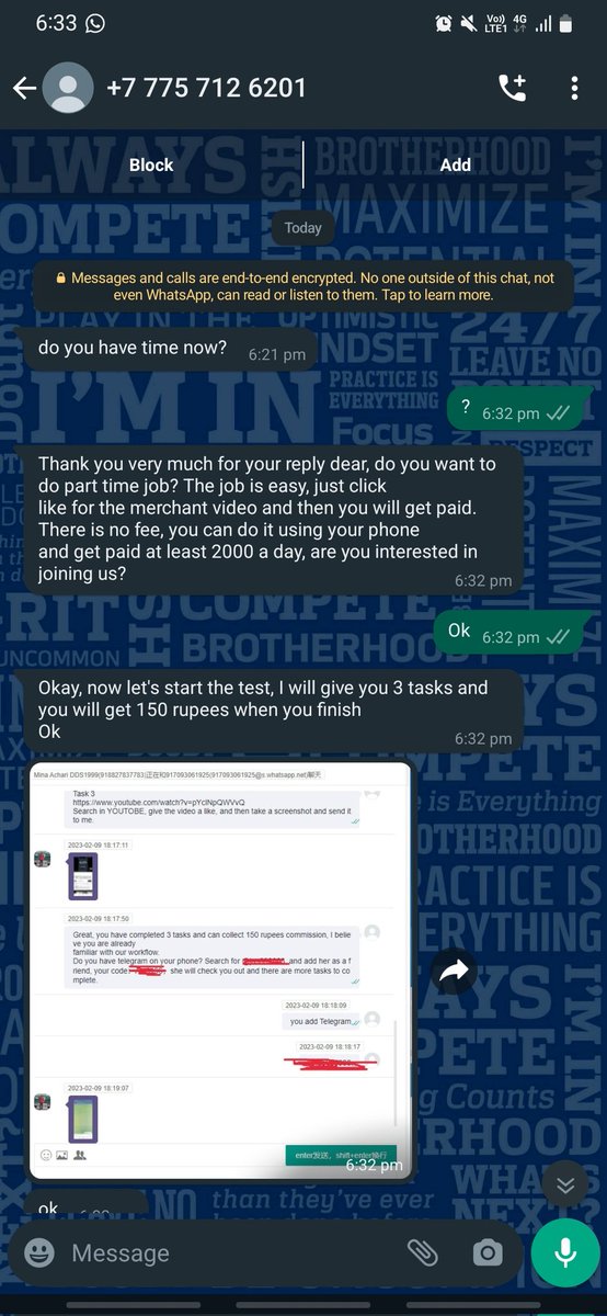 lohith9929's tweet image. Hui hui... i know abt this scam..😌
so 150 tiskoni mundani block chesi thengadame...
Ilanti msgs oste first task varaku matrame complete cheyandi mitron... then they will pay you 150.. but dont get in trap and dont start spending on them!
#newscam #whatsappscam