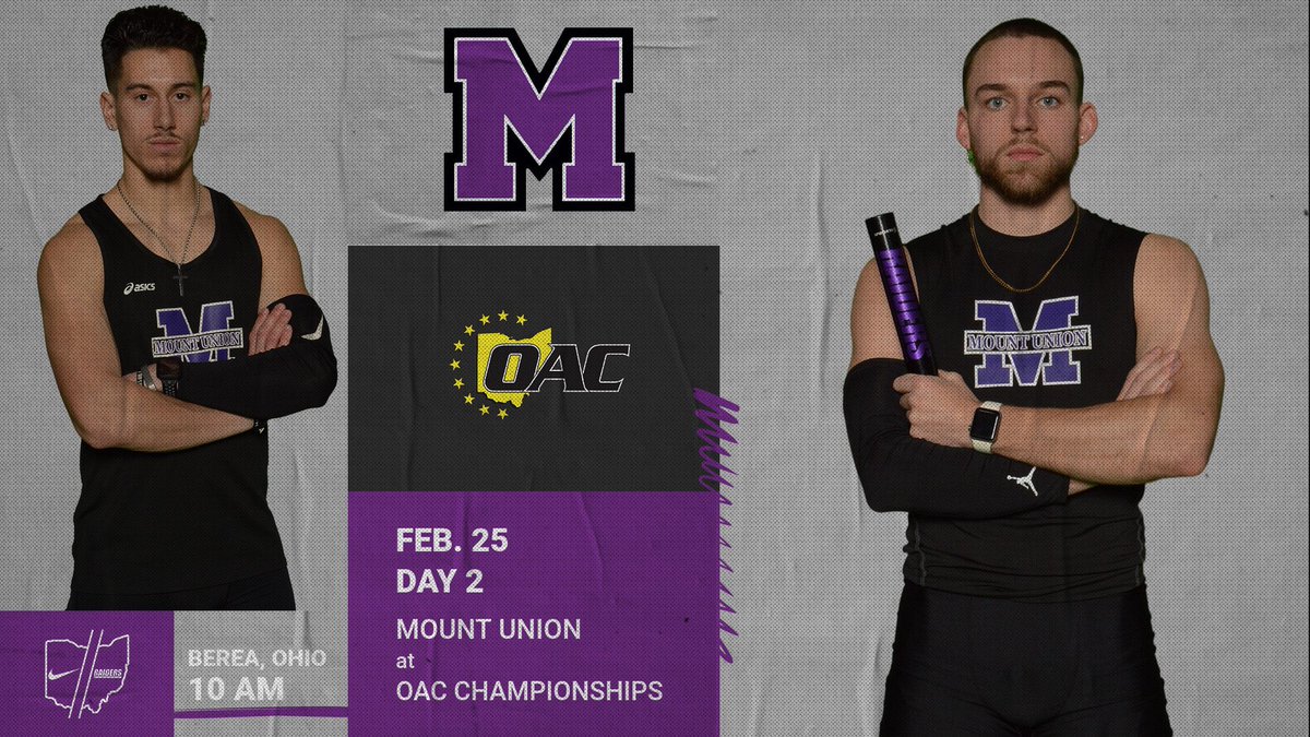 Time to finish what we started! OAC Track Championships Day 2 is here hosted by Baldwin Wallace!! Both teams have leads heading into the final day!  <a href="/UMUTFXC/">Mount Union T&F</a> 

📍: Berea, OH
🕑: Field Events: 10 AM
🎟️ : oac.org/MISC/Hometown_…
📊: wingman.trackscoreboard.com/meets/202310/e…

#GoMountGo