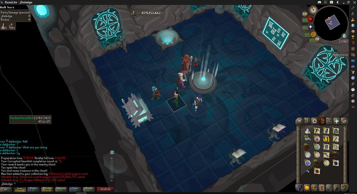 PvmAndChill's tweet photo. PAC dabbling in some CG for the PAC bingo that just occurred. 

JaDawledge ;) got a enhanced crystal weapon seed, ez monies 

Spindude got the pet at 15KC, too easy

Come join PAC 110+ PvM and Social clan, always looking to grow
https://t.co/fLhY8SMbrH https://t.co/JWx8ExdRUl