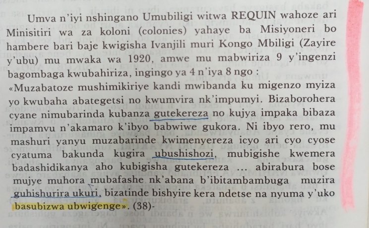 TomNdahiro's tweet photo. Message du Ministre des colonies, M. Jules Renquin adressée, 
en 1920, à des missionnaires catholiques du Congo-Belge (Source : Avenir Colonial Belge, 30 octobre 1921, Bruxelles). Also in Nanze Kubaho Ntariho by Ruberizesa Innocent (RIP) pg 209 https://t.co/HeJc0KGBkt