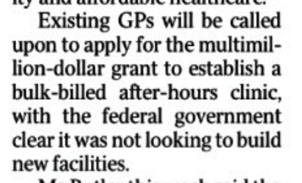 <a href="/Mark_Butler_MP/">Mark Butler MP</a> <a href="/YvetteDAth/">Yvette D'Ath MP</a> There's a GP shortage which is only getting worse. Any GP time spent doing UCC work is by necessity going to have to come at the cost of regular GP work. Until you value #generalpractice and make it an attractive career choice this is all pointless.