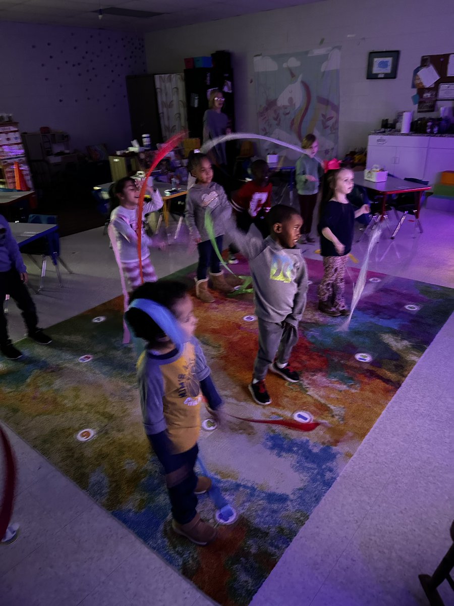 When half the class is out sick, you practice writing letters in the air with ribbon dancers! #PreKlife
