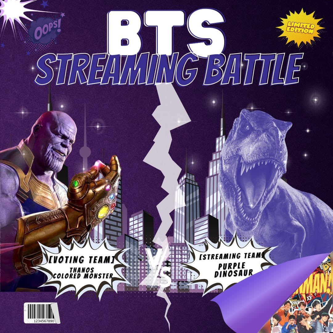 mkltfam's tweet photo. ⚔️STREAMING BATTLE⚔️
Mass trending starts now!!
🔑200K STREAMS WITH BTS
BTS PAVED THE WAY
STREAMING TEAM
#PurpleDinosaurs 🦕🔥
#StreamingTeamD1
https://t.co/V04WW3ga8I… https://t.co/ibqotxckoy