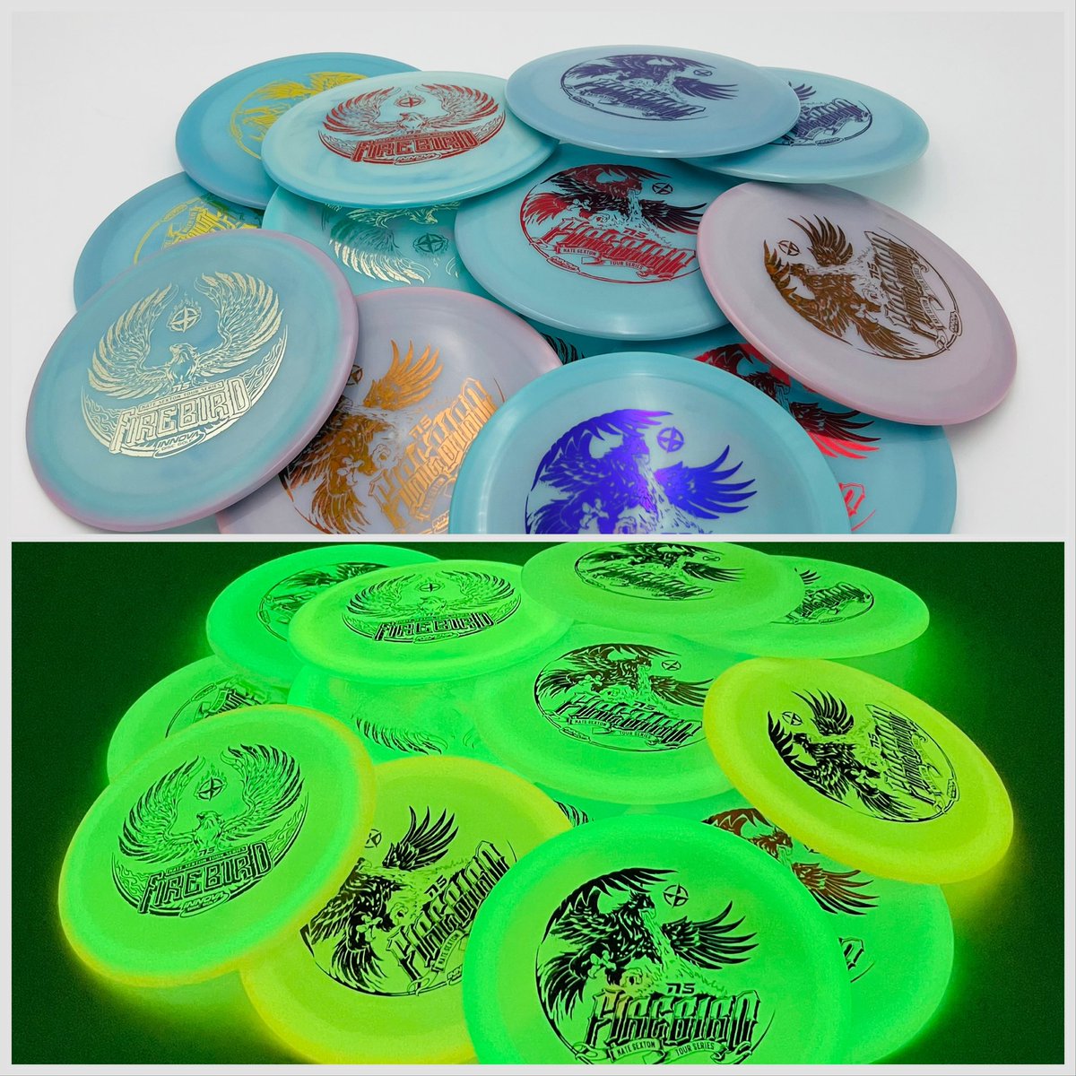 SlipperySaucers's tweet photo. Thatโs right! We got some 2021 & 2022 Innova Glow Sexton Firebirds fresh on the website. Limited inventory, especially on the rare pink colors ๐ฎ #innova #discgolfstore #Rare https://t.co/WLNuhMmIJM
