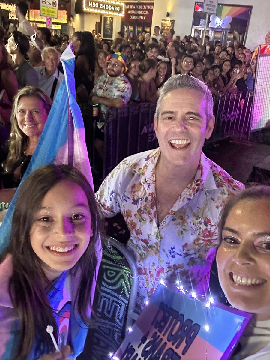 Spockear1's tweet photo. Def one of the best highlights of marching at my first #Mardi_Gras_2023 with my daughter was turning back to have a selfie with the fabulous and most kind @Andy #WorldPride2023 #welcome https://t.co/nZ078fNfE5