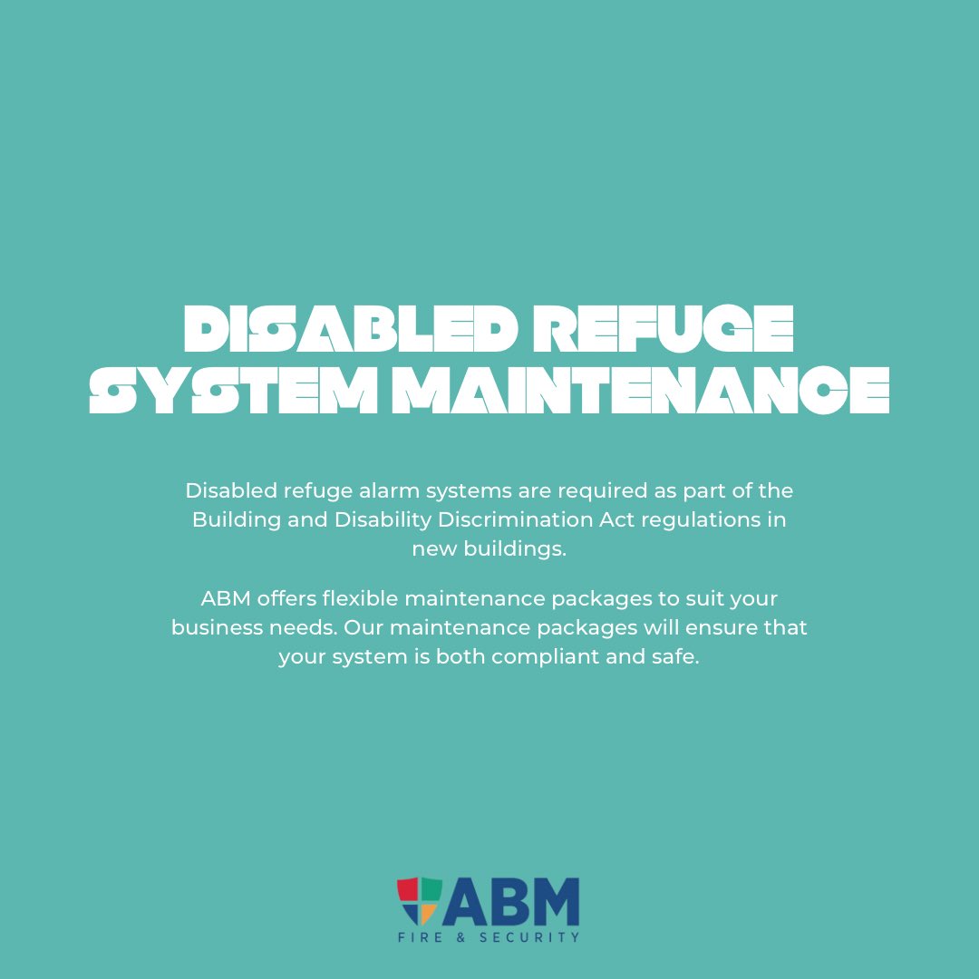 DISABLED REFUGE #SYSTEM MAINTENANCE 👨‍🔧 

Disabled refuge #alarm systems are required as part of the Building and Disability Discrimination Act regulations in new buildings 🧱 

To find out more, make a quick enquiry today: abmsecurity.co.uk 👍 

ABM #Security 🔒