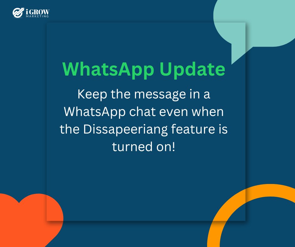 igrowpk's tweet photo. 𝗢𝗳𝗳𝗶𝗰𝗶𝗮𝗹 𝗔𝗻𝗻𝗼𝘂𝗻𝗰𝗲𝗺𝗲𝗻𝘁✍️!
@WhatsApp is releasing a new feature that allows users to keep messages when the disappearing messages feature is turned on. This update is rolling out on the latest versions of WhatsApp beta for iOS and Android!

#WhatsApp https://t.co/ulWBoYJZXP