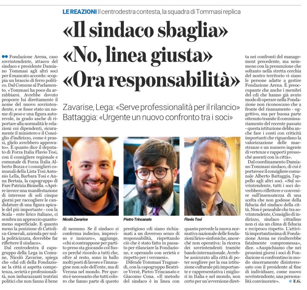 PBisinella's tweet photo. La nostra posizione sul caso #fondazionearena 
#Verona https://t.co/XhIlSqEiGJ