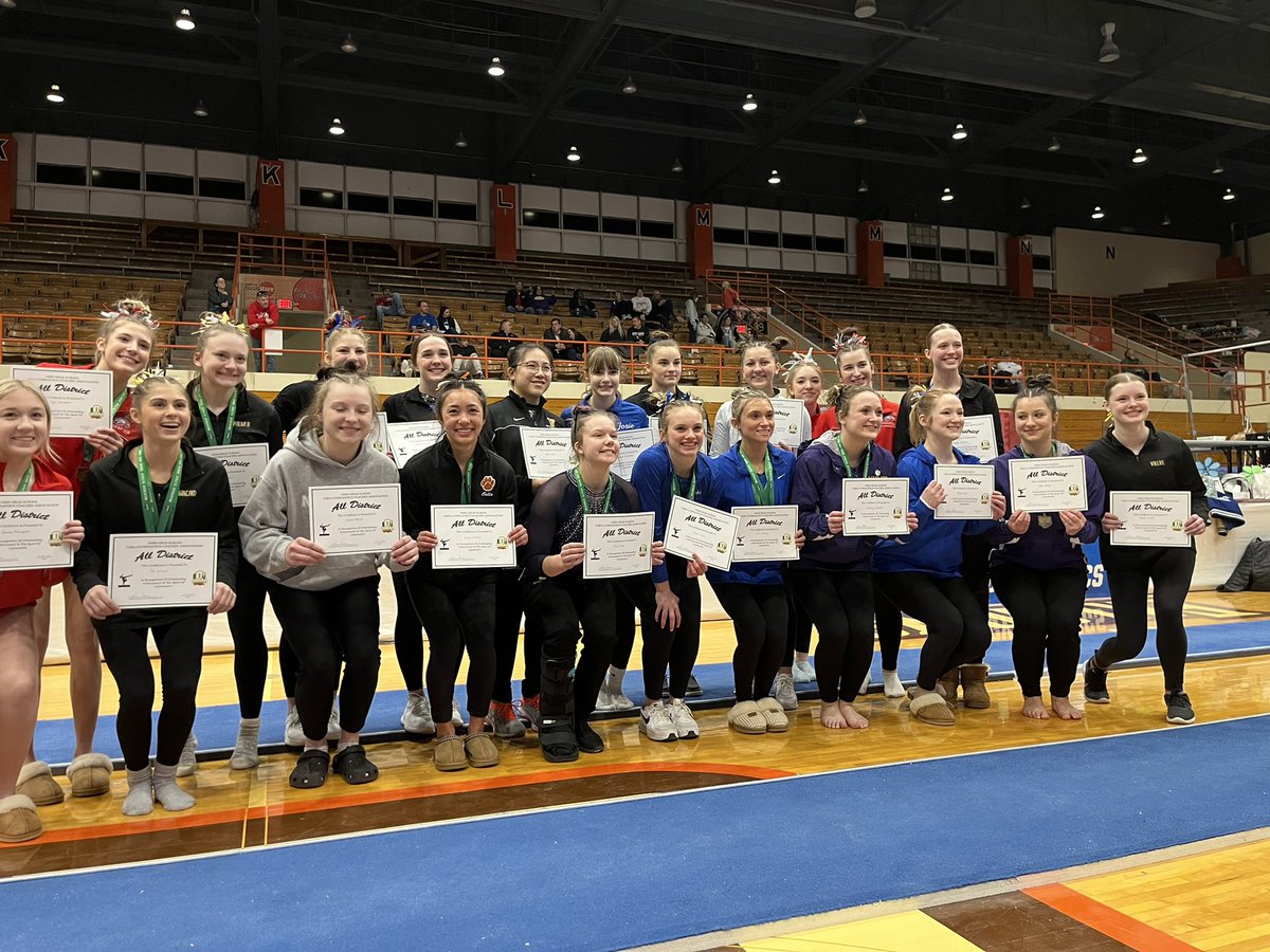 gymnasticsdevil's tweet photo. The girls did great at Districts last night! A lot to build on for next season. Congratulations to Katie for finishing 8th on floor and making the All-District Team! https://t.co/1aOoZ85ivt