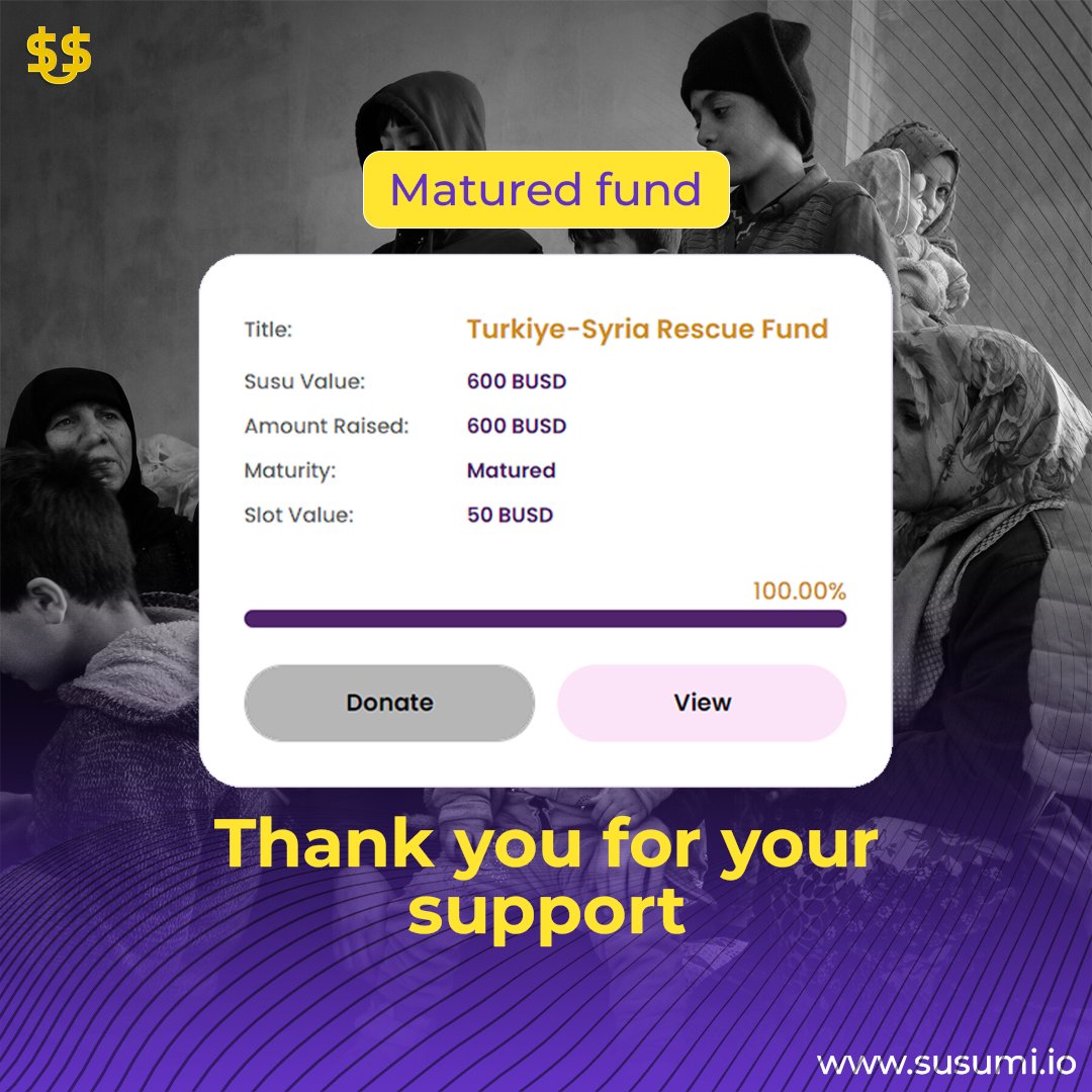 Susumicoin's tweet photo. We have done it.
Take one - step towards us and we help you do the rest.🤝
#susumicoin #syriaearthquake #getsusu #susu #crowdfunding #turkeyearthquake https://t.co/roElc7nztq