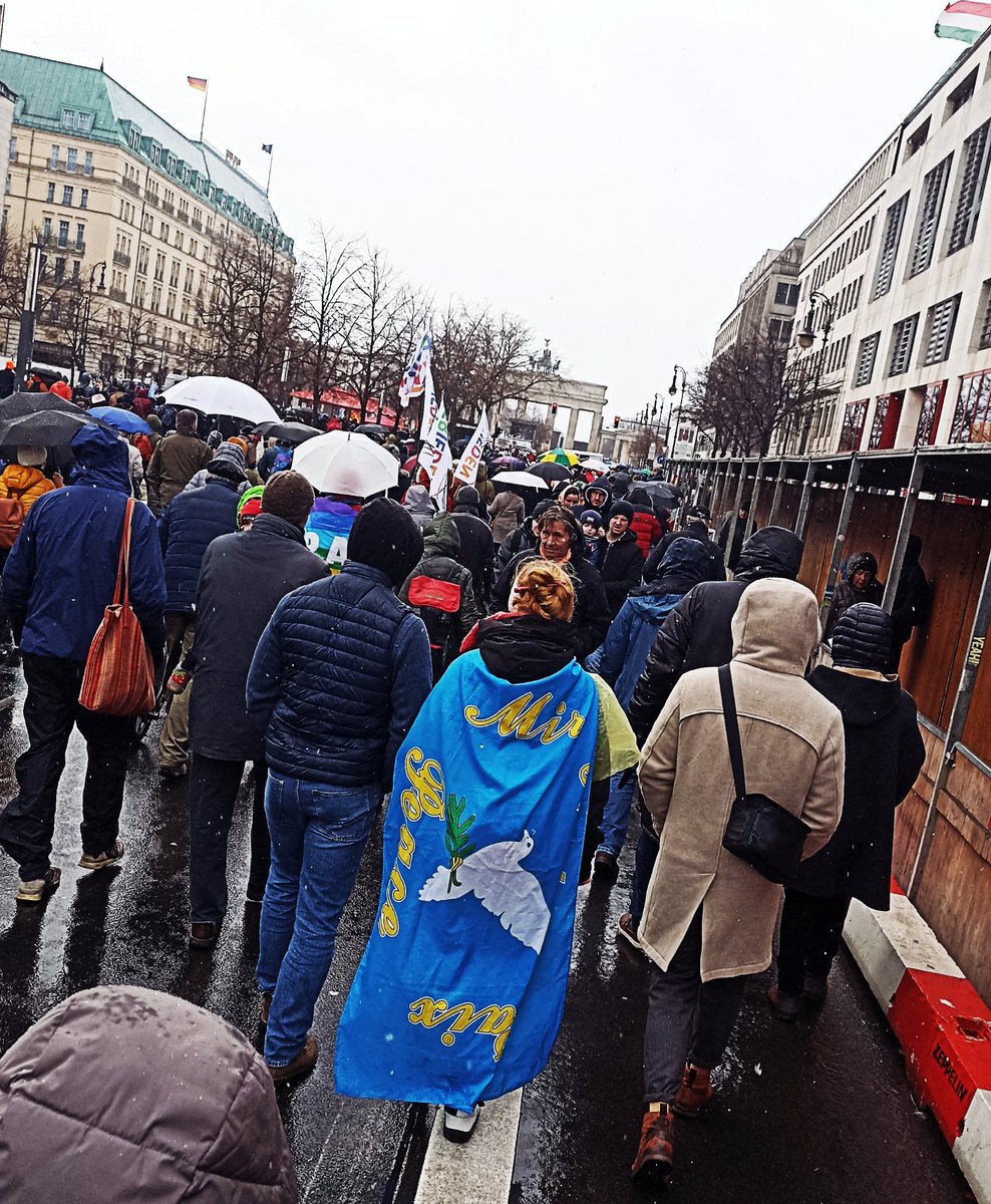 In spite of snow & trying to smear the #ManifestfuerFrieden  as 'right-wing' 
10s of thousands show up in Berlin.
The police had to close off Pariserplatz in front of Brandenburg Gate .
#No2Nato 
#No2NatoNo2War