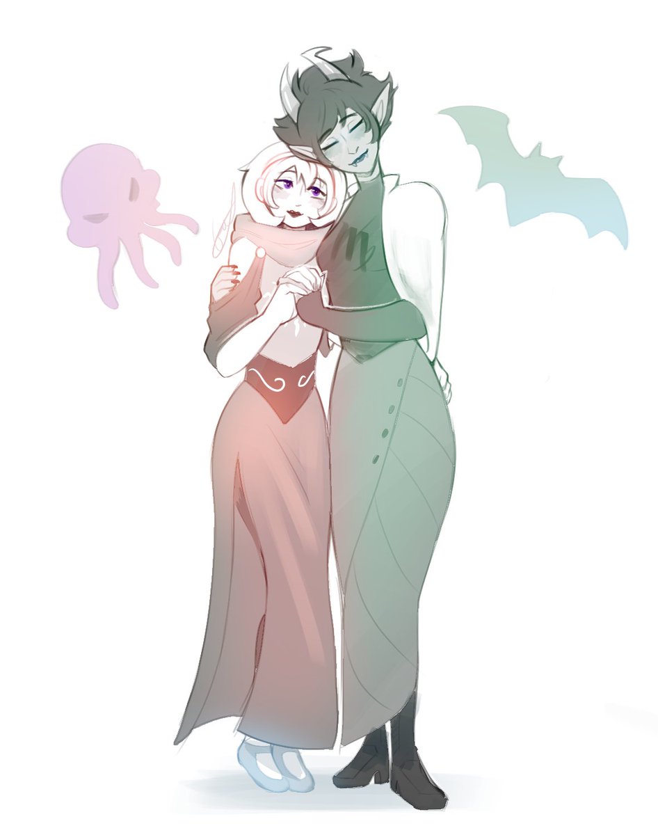 Little sketch of my comfort ship UwU 💖🐙🦇
#HOM3STUCK #Homestuck #roselalonde #kanayamaryam #rosemary