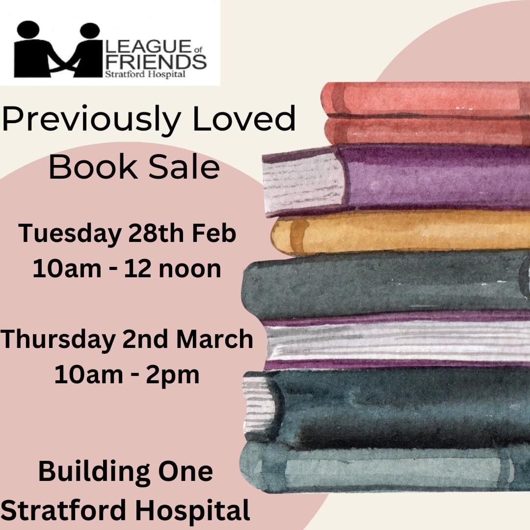 StratHospital's tweet photo. You'll find our volunteers selling 'pre-loved' books this week in the foyer of Building One. 

#stratforduponavon https://t.co/zvwRsenSIe