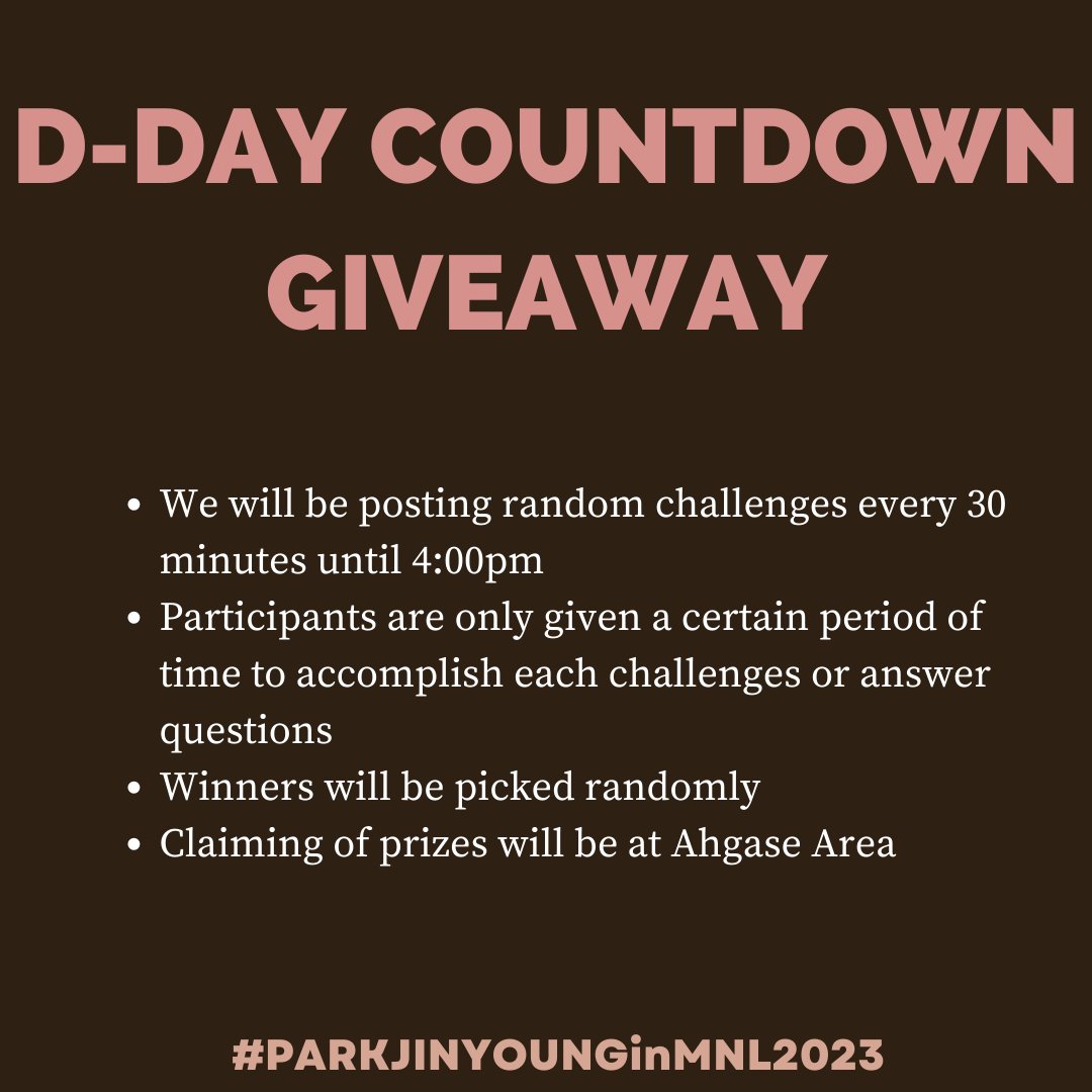 JinyoungBRR's tweet photo. Are you up for the challenge on D-Day?

#PARKJINYOUNGinMNL2023 
@AHGASISters_ https://t.co/9mkK7IkNbR