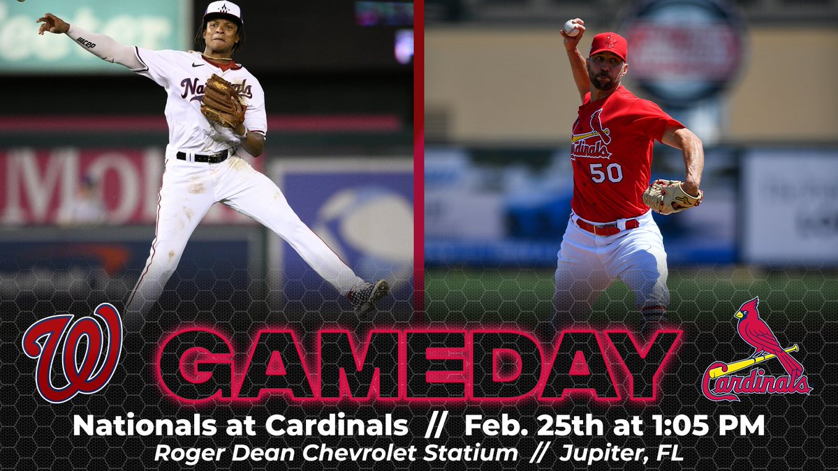 RDCstadium's tweet photo. Nobody panic, it's Opening Day!

⚾️@Nationals vs @Cardinals 
📍Roger Dean Chevrolet Stadium
⏰1:05 pm EST
📺@BallySportsMW 
📻@KMOXSports https://t.co/806We0NTAy