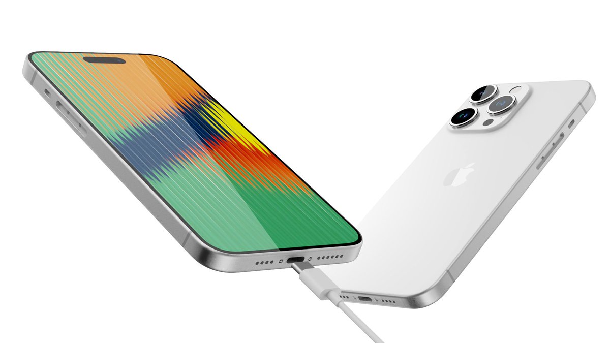 UniverseIce's tweet photo. Exclusive：iPhone 15 Pro Max（or iPhone 15 Ultra），Rendering based on CAD.
Compared with 14ProMax,bezel is narrower，but thicker.
Titanium alloy middle frame with frosted process, Type-C ，No physical button design. https://t.co/d4fLOeqWSu