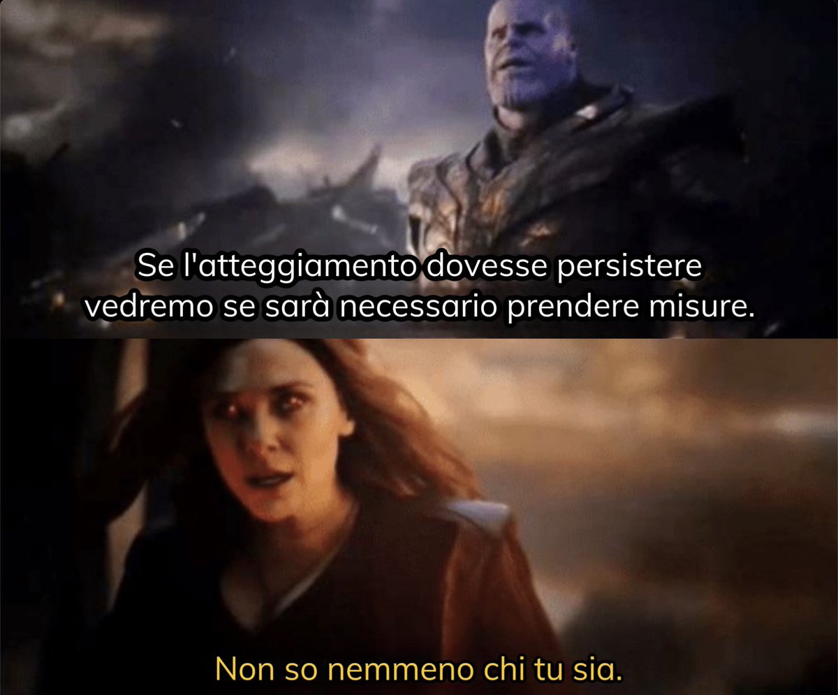Thanos dimettiti 

#valditara #annalisasavino #thanos #wandamaximoff #avengers #memes #memeita #avengersmemes