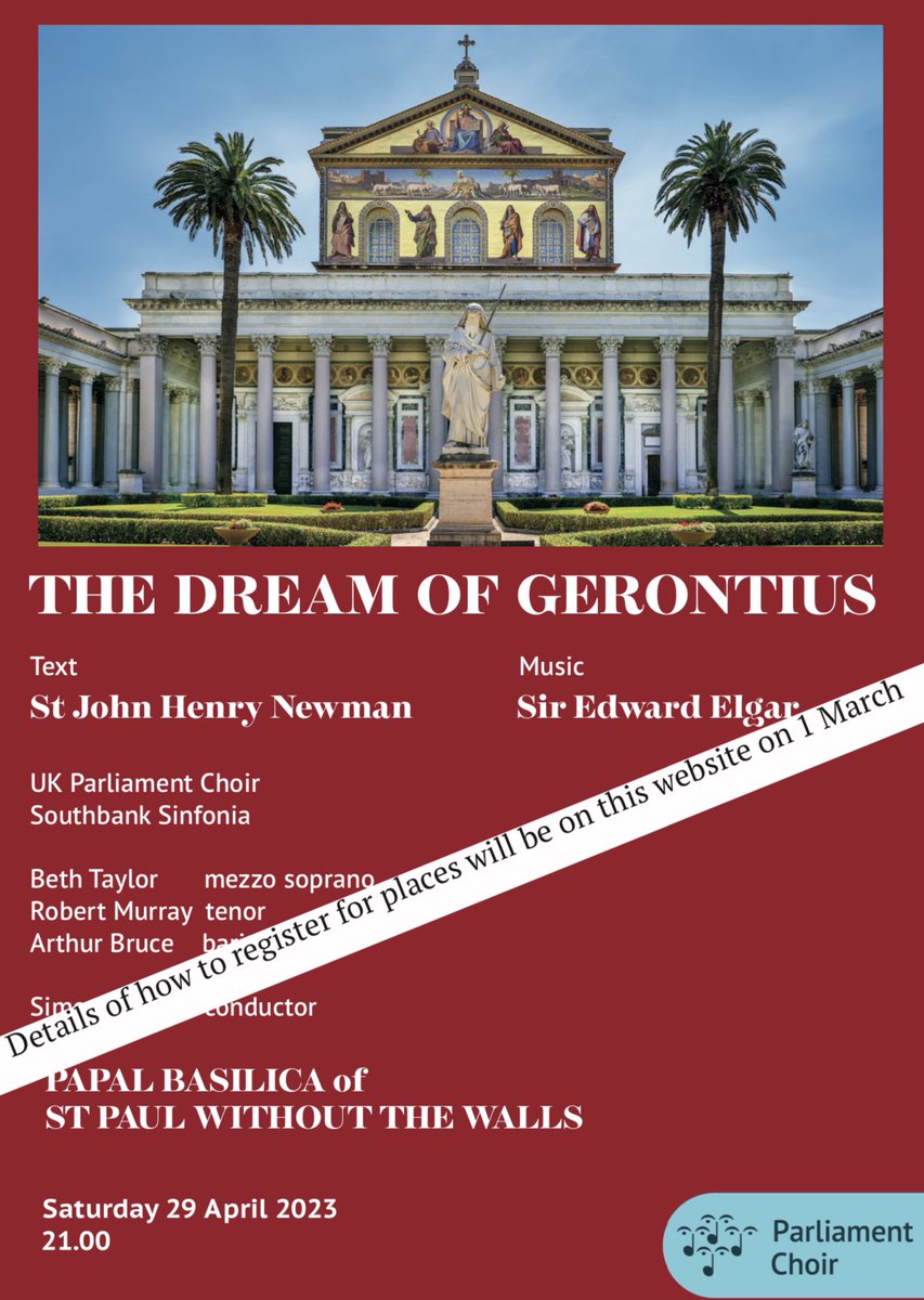 parliamentchoir's tweet image. 🔔 Musical Klaxon alert 🔔 Delighted to announce next concert with @SouthbankSinf at Basilica Papale San Paolo fuori le Mura, Rome 29.4.23 at 2100.
#ukparliamentchoirinrome             #Roma