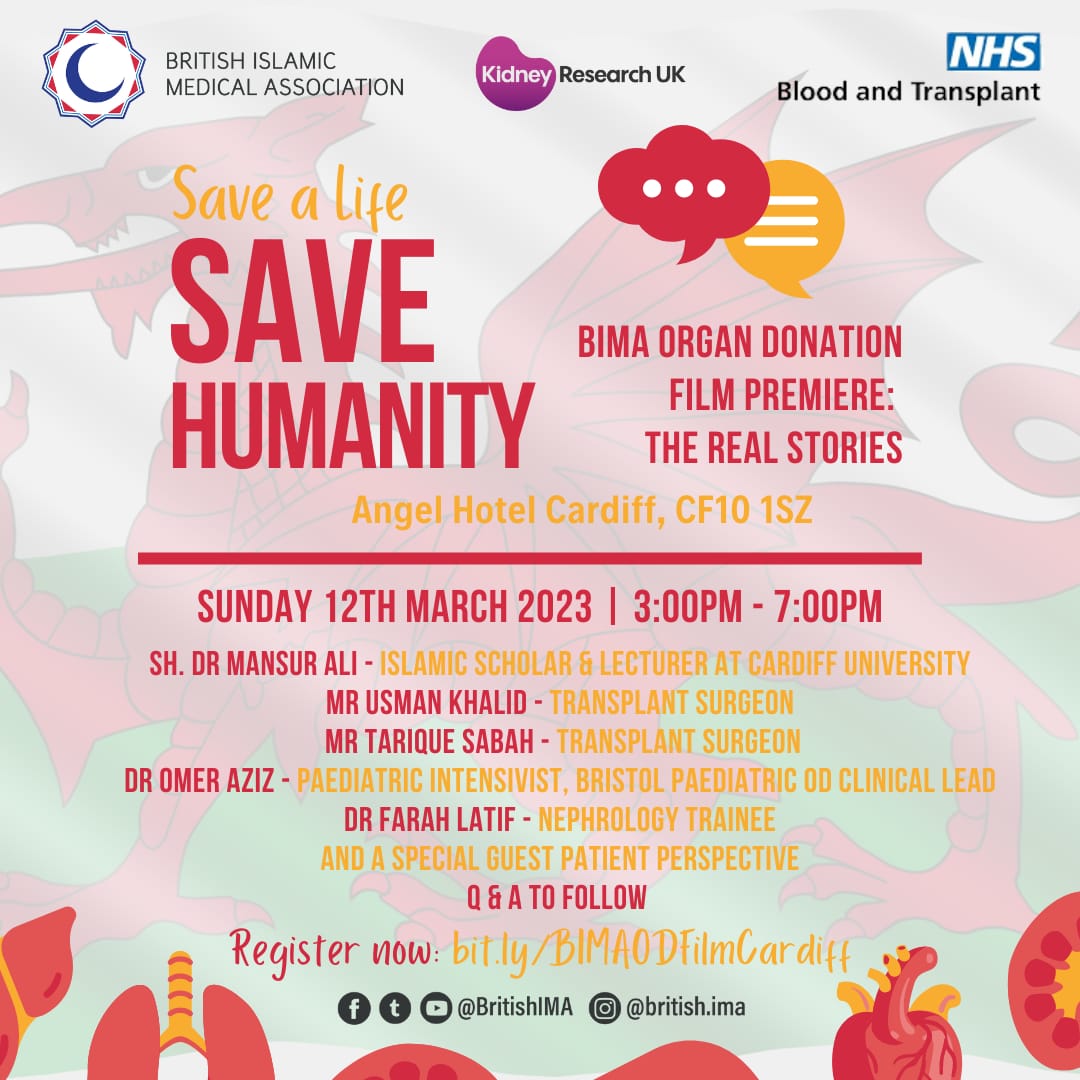 BritishIMA's tweet photo. 📆 2 weeks to go!  📅
Save a Life, Save Humanity - Film Premiere  - THE FIRST FILM ON ORGAN DONATION IN THE MUSLIM COMMUNITY 🌟

📍Angel Hotel Cardiff, CF10 1SZ
📅 Sun 12th March at 3pm
💲Free Event 

Book your ticket:  https://t.co/oxREDfrqnH.
#WorldKidneyDay #WorldKidneyDayUK https://t.co/1oX4gNnKVK