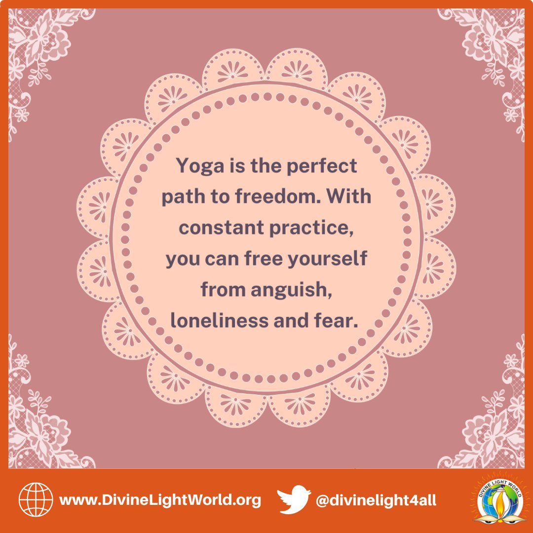 divinelight4all's tweet photo. Yoga is the perfect path to freedom. With constant practice, you can free yourself from anguish, loneliness and fear. ~ #IndraDevi
#freedom #yoga #yogapractice #yogainspiration https://t.co/M3dc5H3mn5