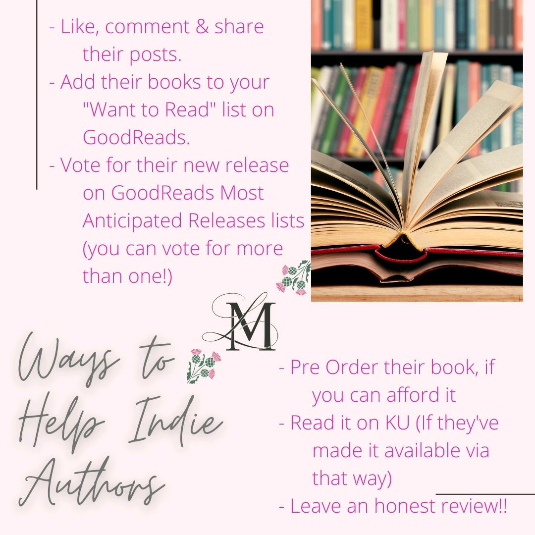 Want to help indi authors ?

Here are ways you can.

#louisemurchieauthor #readmoreromance #romancebookslover #romance #indieauthor #novel #sexyread #adult #writerslife #amwriting #WritingCommunity #secondchanceromance #authoruksupportteam #AuthorsSupportingAuthors #smuttybook