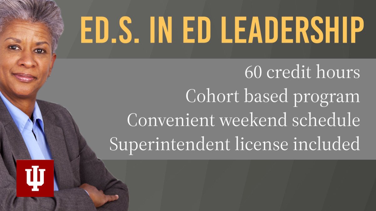 IU Ed Leadership (@iuedleaders) on Twitter photo IU Bloomington EdS in Ed Leadership now *fully* updated. Complete your degree in 60 credits in a cohort-based program with a convenient weekend schedule. Superintendent license included. <a href="/IAPSS_ORG/">IAPSS</a> <a href="/INPrincipals/">IASP</a> <a href="/ISTAmembers/">Indiana State Teachers Association (ISTA)</a> <a href="/IUSchoolofEd/">IU School of Education Bloomington</a> <a href="/inurbanschools/">Indiana Urban School</a> <a href="/INDSRSA/">INSmall&RuralSchools</a> <a href="/UCEA/">UCEA</a> IU Bloomington EdS in Ed Leadership now *fully* updated. Complete your degree in 60 credits in a cohort-based program with a convenient weekend schedule. Superintendent license included. <a href="/IAPSS_ORG/">IAPSS</a> <a href="/INPrincipals/">IASP</a> <a href="/ISTAmembers/">Indiana State Teachers Association (ISTA)</a> <a href="/IUSchoolofEd/">IU School of Education Bloomington</a> <a href="/inurbanschools/">Indiana Urban School</a> <a href="/INDSRSA/">INSmall&RuralSchools</a> <a href="/UCEA/">UCEA</a>