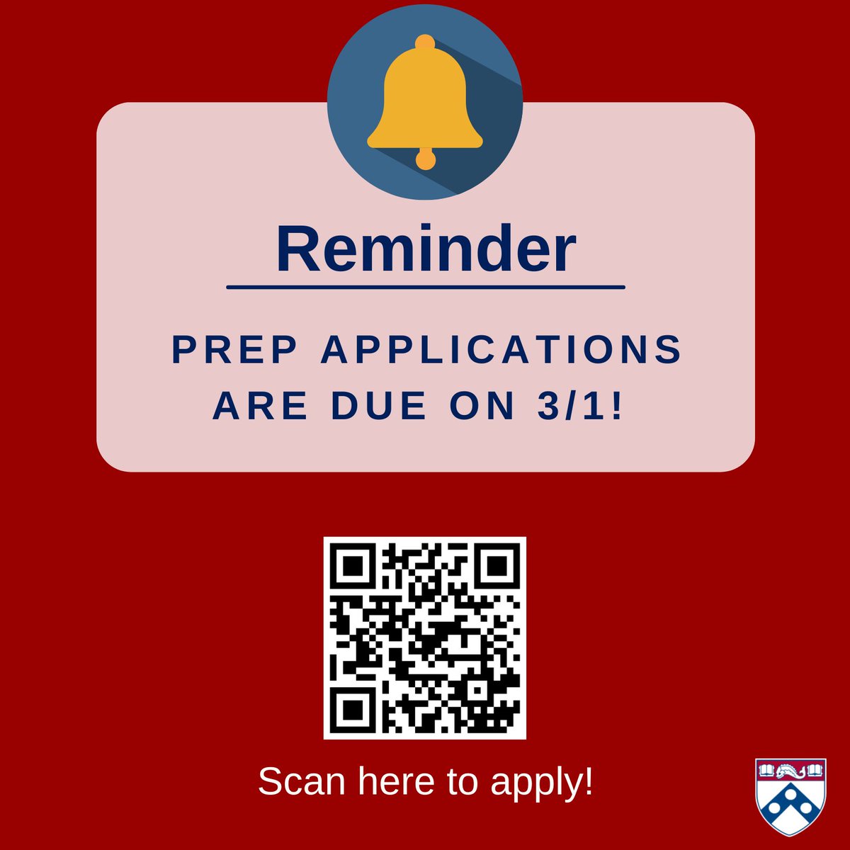 Reminder: Our PREP application deadline is fast approaching! Applications are due next Wednesday March 1st at 11:59 PM (EST). Take some time this weekend to work on yours📝 ✨

Visit here for more details: med.upenn.edu/idealresearch/…